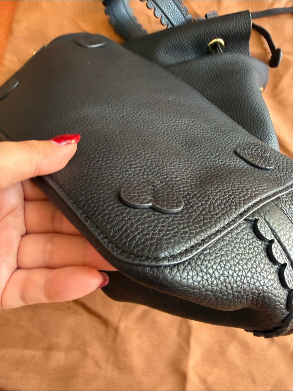 Stoney Clover Lane Leather Henrietta Bucket Bag Noir Black - Picture 8 of 16